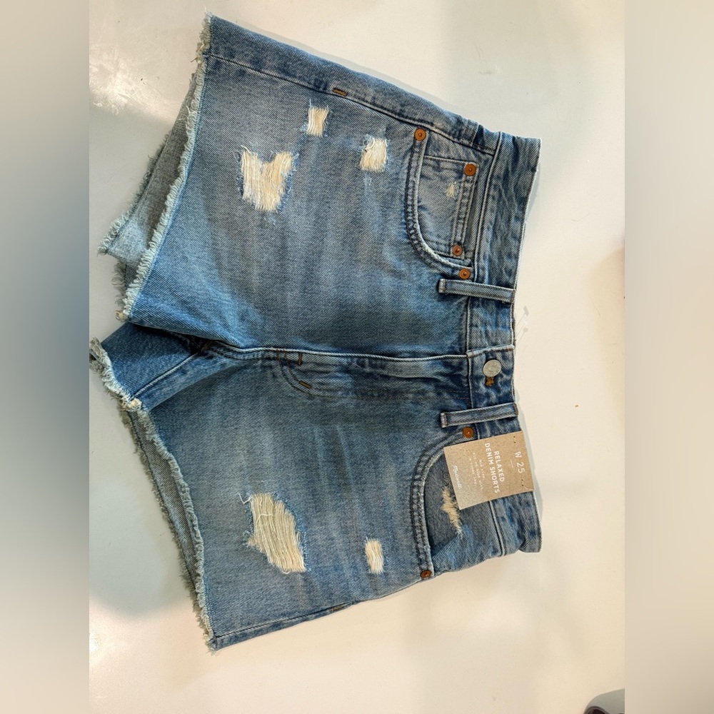 Madewell Blue Distressed Jean Shorts NWT